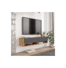 Mueble TV de Pared Color Antracita-Roble 140x31.6x29.6 cm - 2 Puertas - Estilo Moderno y Funcional.