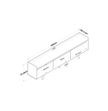 Mueble TV Nogal Melamina Puertas Blancas con Patas de Madera - 3 Puertas Abatibles - 180x29.7x51.8 cm - Elegancia y Espacio.