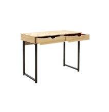 Mesa de Ordenador Metálica Negra con MDF en Madera de Arce - Escritorio con 2 Cajones - 100x48x75 cm